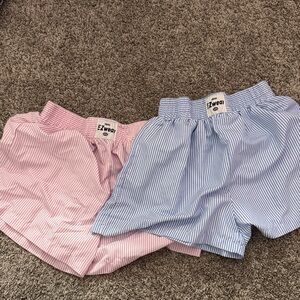 EZwear Pink and Blue Striped Shorts Set